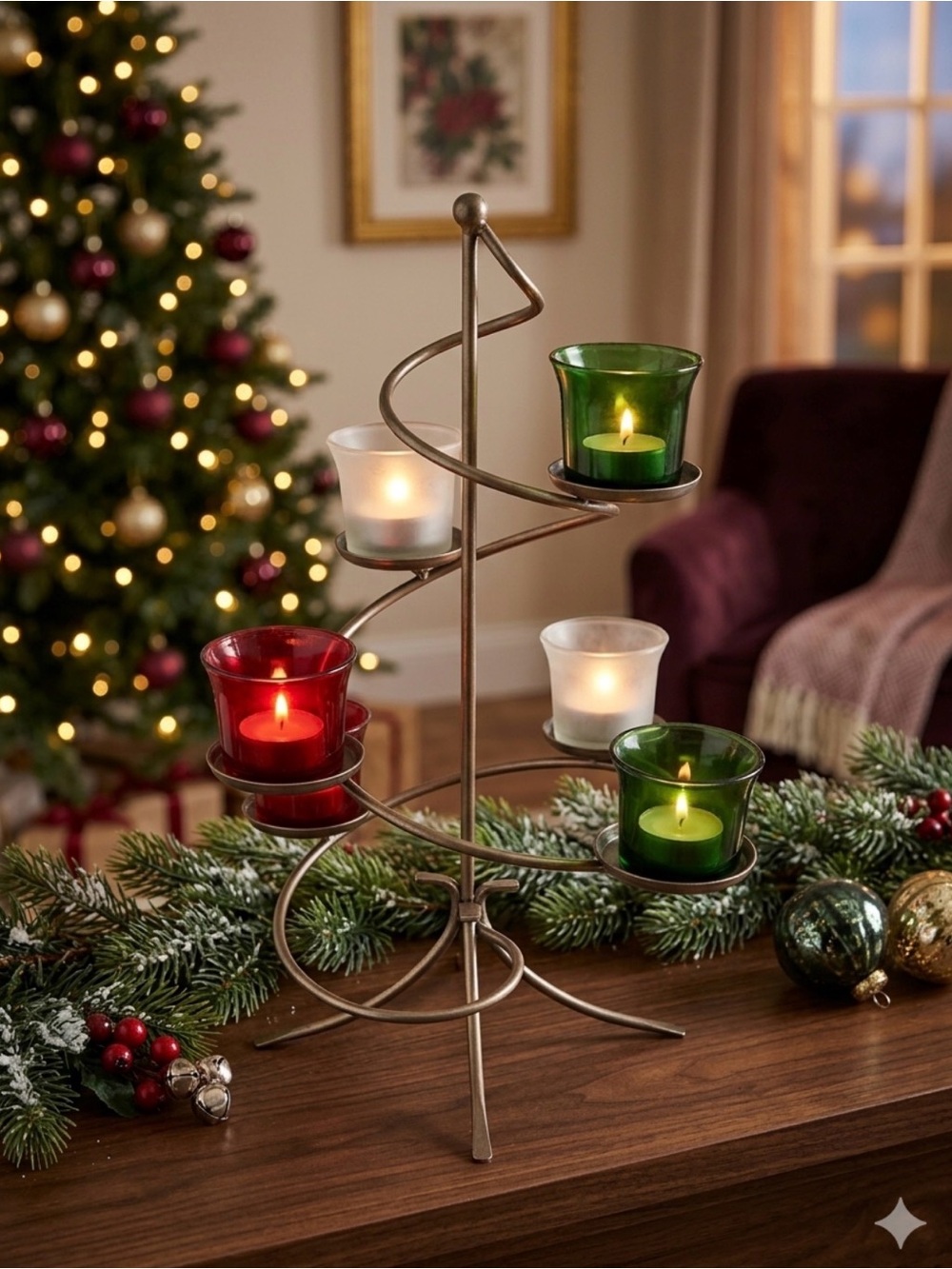 Partylite Festive Centrepiece with 6 Votive Candle Holders